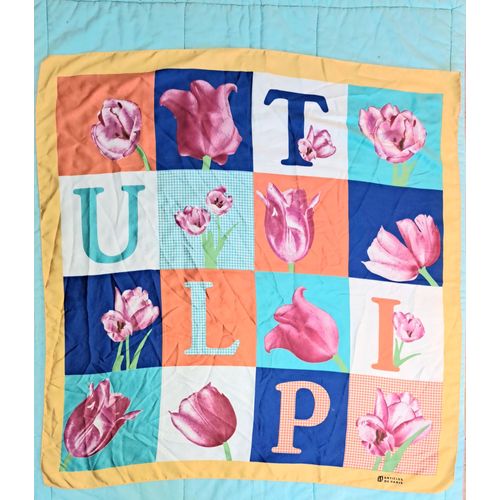 Foulard Articles De Paris Fleurs Tulipes Magnifiques Couleurs Vives Collection Femme Carré 87 Cm Echarpe Femme Satin Soie