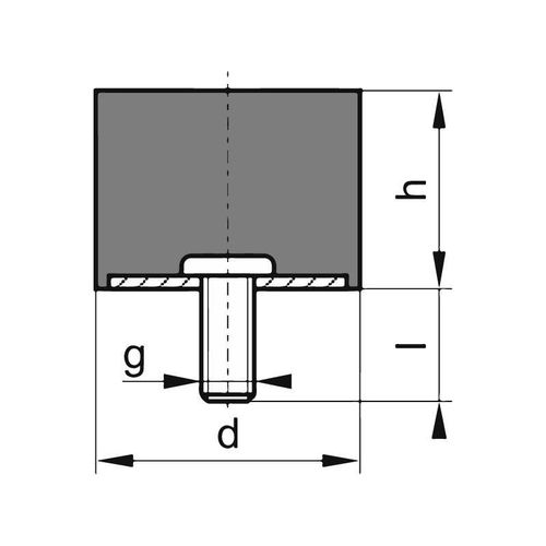 Silent bloc caoutchouc D40 x 30mm M10x28