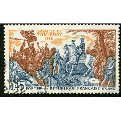 Timbre Oblitéré Bataille De Fontenoy 1745,Postes 1970,République Française,H.Vernet,0,45