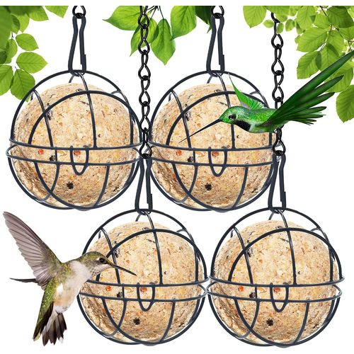 4pcs Mangeoires Oiseaux à Suspendre,Mangeoires pour Oiseaux Sauvages,Mangeoire à Oiseaux Suspendue à Boule pour Jardin