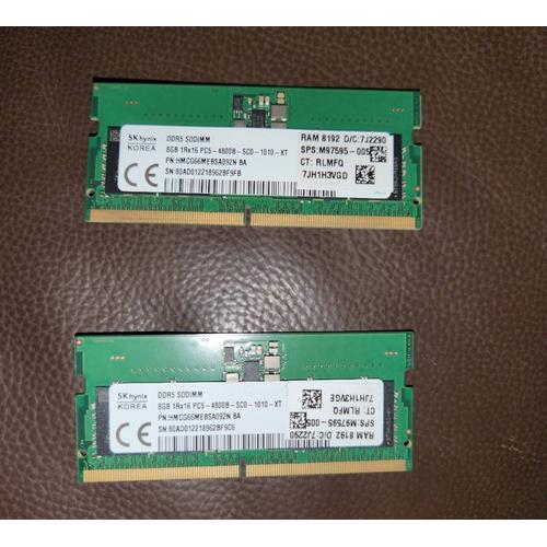 Barrettes de mémoires SK hynix KOREA DDR5 SODIMM 8X2 1Rx16 PC5-4800B-SC0-1010-XT