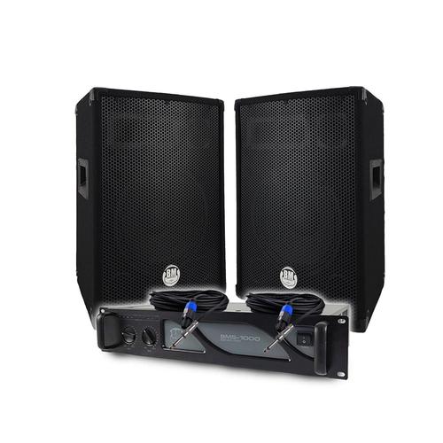 Pack Sono DJ BM SONIC Amplificateur BMS1000 1000W, Paire d'Enceintes Passives BMS10 2x400W, Câbles, Sonorisation PRO