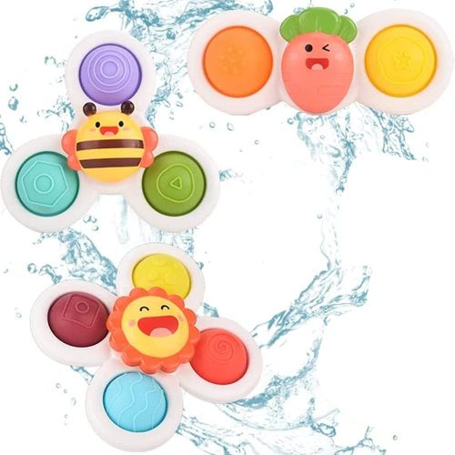 3pcs Jouets À Ventouse Pour Bébés,Jouet De Bain À Ventouse,Frisbee Anti-Stress, Cadeaux D'anniversaire Pour Garçons Et Filles De 1 À 3 Ans