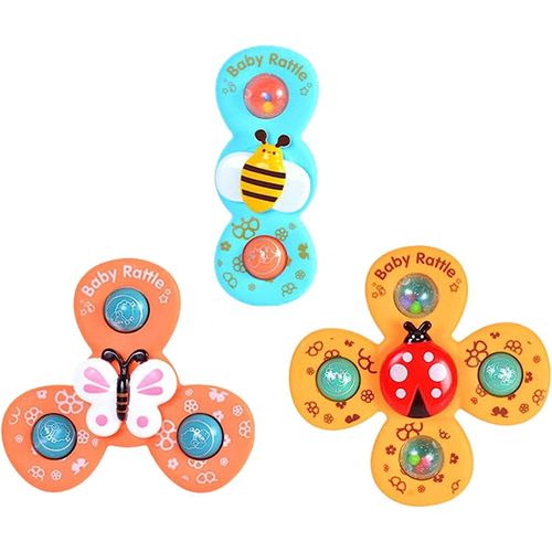 Toupie Jouet Pour Le Bain,3pcs Bébé Ventouse Toupie Jouets,Haut Anti-Stress, Jouets Sensoriels, Meilleur Cadeau Pour Les Tout-Petits 1 2 3