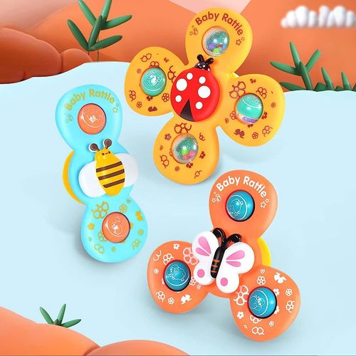 3pcs Jouets Bain Baignoire Spinner Jouets Tournant Bébé Animaux Mignons Jouets Sensoriels Jouets À Toupie Jouets Pour Filles Bébé À Ventouse