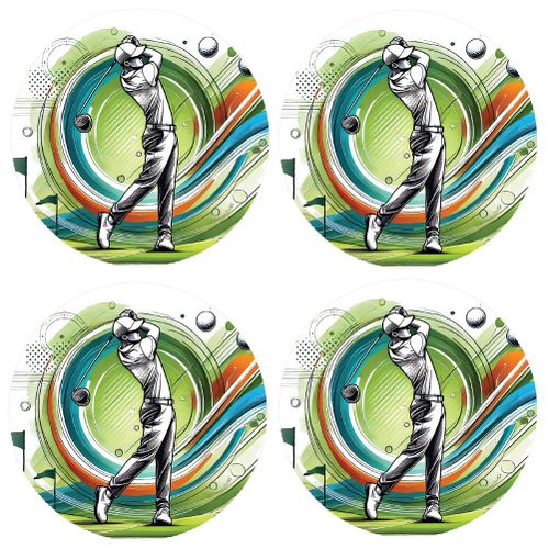 Set De 4 Dessous De Verres Golfeur Cbkreation