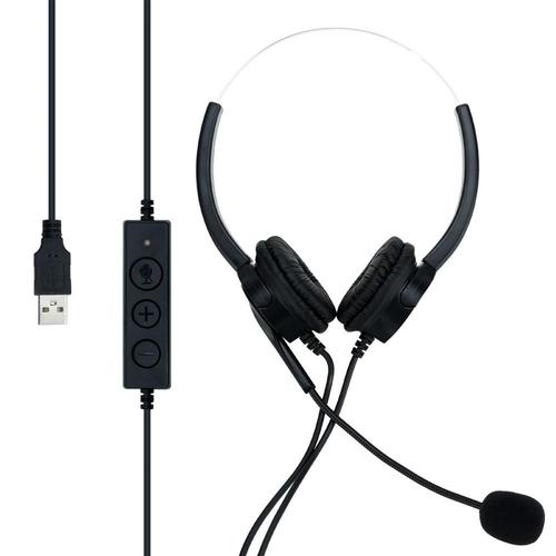 Cadorabo Headset USB dans Noir - Casque pour ordinateur portable PC avec microphone antibruit pour le bureau à domicile, les appels vidéo, les jeux, la musique, etc