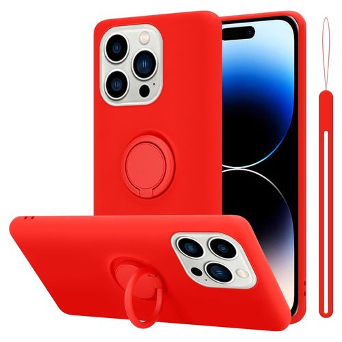 Cadorabo Housse Compatible Avec Apple Iphone 14 Pro Max En Liquid Red - Étui De Protection En Silicone Tpu Flexible Avec Anneau