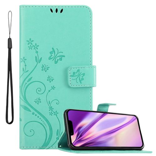 Cadorabo Housse Compatible Avec Apple Iphone 14 Plus En Turquoise Floral - Étui De Protection Au Design Floral Avec Fermeture Magnétique, Fonction De Support Et Emplacements Pour Cartes