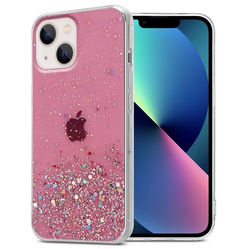 Cadorabo Housse Compatible Avec Apple Iphone 14 Plus En Rose Avec Paillettes - Étui De Protection En Silicone Tpu Flexible Avec Paillettes Scintillantes