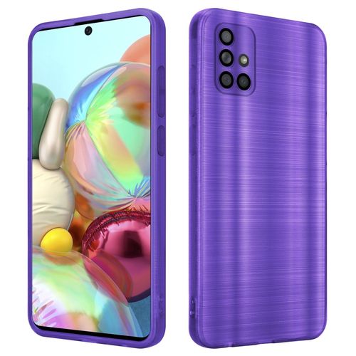 Cadorabo Housse Compatible Avec Samsung Galaxy A71 4g En Brushed Lilas - Étui De Protection En Silicone Tpu Flexible Au Design Brossé