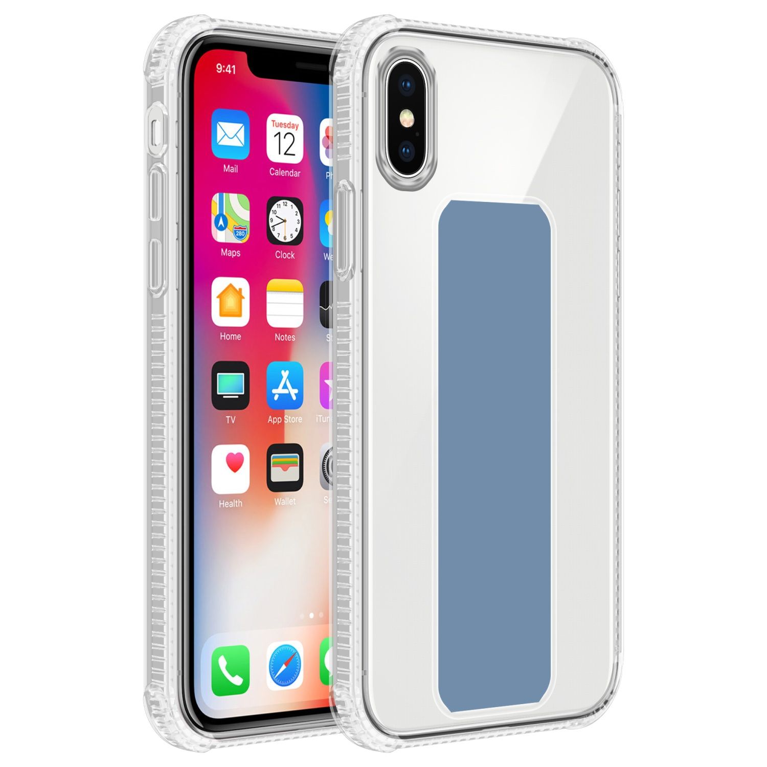 Cadorabo Housse Compatible Avec Apple Iphone X / Xs En Bleu Clair - Étui De Protection En Silicone Tpu Flexible Avec Support Et Fonction Stand