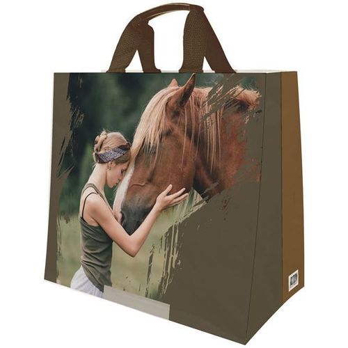Sac cabas polypro tisse chevaux 33l dim.43+20x38cm
