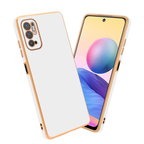 Cadorabo Housse Compatible Avec Xiaomi Redmi Note 10 5g / Poco M3 Pro 5g En Glossy Blanc - Or - Étui De Protection En Silicone Tpu Flexible Et Avec Protection Pour Appareil Photo