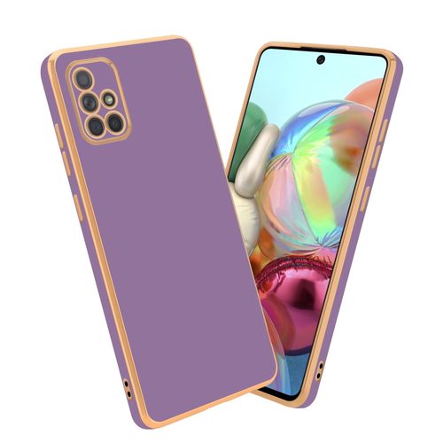 Cadorabo Housse Compatible Avec Samsung Galaxy A71 4g En Glossy Lilas - Or - Étui De Protection En Silicone Tpu Flexible Et Avec Protection Pour Appareil Photo
