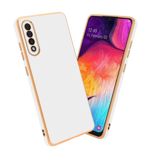 Cadorabo Housse Compatible Avec Samsung Galaxy A50 4g / A50s / A30s En Glossy Blanc - Or - Étui De Protection En Silicone Tpu Flexible Et Avec Protection Pour Appareil Photo