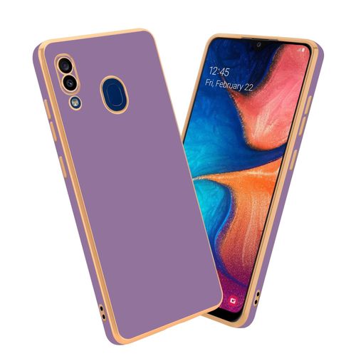Cadorabo Housse Compatible Avec Samsung Galaxy A20 / A30 / M10s En Glossy Lilas - Or - Étui De Protection En Silicone Tpu Flexible Et Avec Protection Pour Appareil Photo