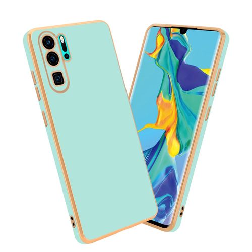 Cadorabo Housse Compatible Avec Huawei P30 Pro En Glossy Vert Menthe - Or - Étui De Protection En Silicone Tpu Flexible Et Avec Protection Pour Appareil Photo