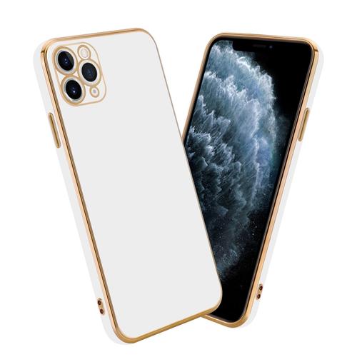 Cadorabo Housse Compatible Avec Apple Iphone 12 Pro Max En Glossy Blanc - Or - Étui De Protection En Silicone Tpu Flexible Et Avec Protection Pour Appareil Photo