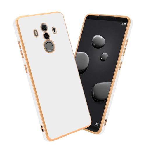 Cadorabo Housse Compatible Avec Huawei Mate 10 Pro En Glossy Blanc - Or - Étui De Protection En Silicone Tpu Flexible Et Avec Protection Pour Appareil Photo