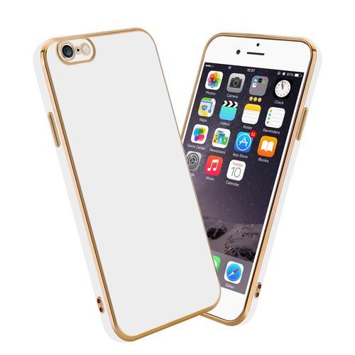 Cadorabo Housse Compatible Avec Apple Iphone 6 Plus / 6s Plus En Glossy Blanc - Or - Étui De Protection En Silicone Tpu Flexible Et Avec Protection Pour Appareil Photo