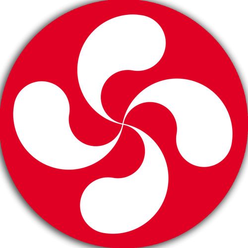 Croix Basque Blanche Fond Rouge - 5cm - Sticker/Autocollant