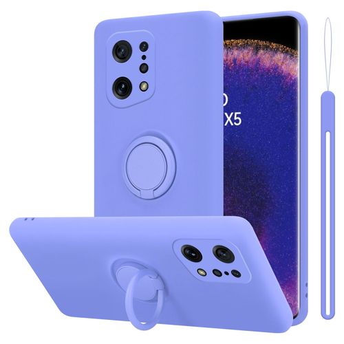 Cadorabo Housse Compatible Avec Oppo Find X5 En Liquid Light Purple - Étui De Protection En Silicone Tpu Flexible Avec Anneau