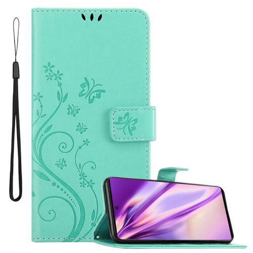 Coque Pour Google Pixel 6 Pro En Turquoise Floral Housse De Protection Étui Au Design Floral Avec Fermeture Magnétique, Fonction De Support Et Emplacements Pour Cartes