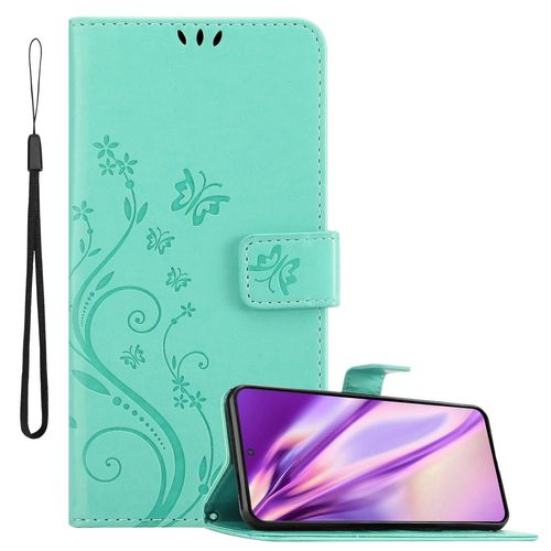 Cadorabo Housse Compatible Avec Samsung Galaxy S22 Plus En Turquoise Floral - Étui De Protection Au Design Floral Avec Fermeture Magnétique, Fonction De Support Et Emplacements Pour Cartes