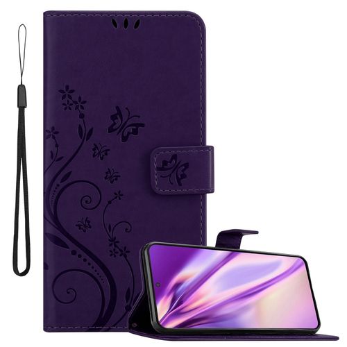 Cadorabo Housse Compatible Avec Samsung Galaxy S22 Plus En Lilas Foncé Floral - Étui De Protection Au Design Floral Avec Fermeture Magnétique, Fonction De Support Et Emplacements Pour Cartes