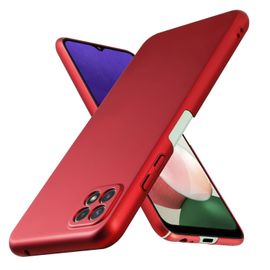 Coque Pour Samsung Galaxy A22 5g En Metallic Rouge Hard Case Housse De Protection Étui D'aspect Métallique Contre Les Rayures Et Les Chocs