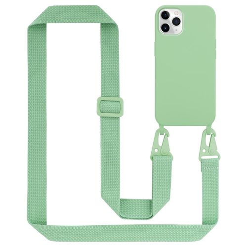 Tour De Cou Chaîne Pour Apple Iphone 11 Pro Max En Liquid Light Green Housse De Protection En Silicone Avec Cordelette Réglable