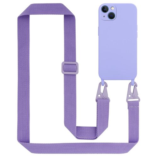 Tour De Cou Chaîne Pour Apple Iphone 13 En Liquid Light Purple Housse De Protection En Silicone Avec Cordelette Réglable