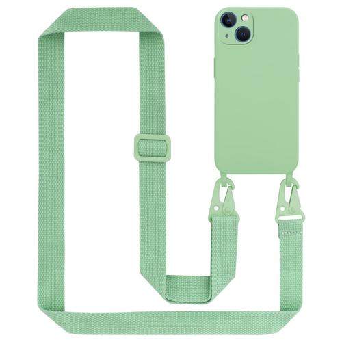 Tour De Cou Chaîne Pour Apple Iphone 13 En Liquid Light Green Housse De Protection En Silicone Avec Cordelette Réglable