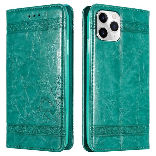 Cadorabo Housse Compatible Avec Apple Iphone 11 Pro Max En Turquoise Avec Ornements - Étui De Protection Avec Fermeture Magnétique, Fonction De Support Et Compartiment Pour Carte