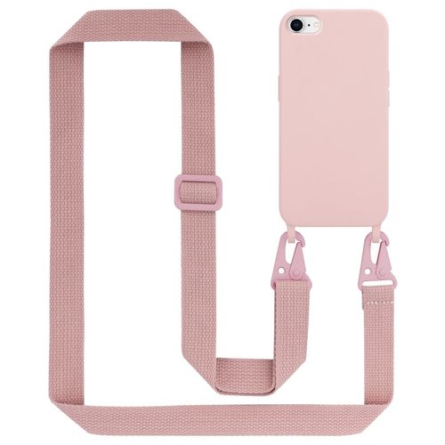 Tour De Cou Chaîne Pour Apple Iphone 7 / 7s / 8 / Se 2020 En Liquid Pink Housse De Protection En Silicone Avec Cordelette Réglable