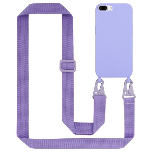 Tour De Cou Chaîne Pour Apple Iphone 7 Plus / 7s Plus / 8 Plus En Liquid Light Purple Housse De Protection En Silicone Avec Cordelette Réglable