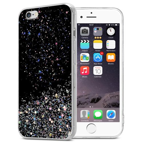 Cadorabo Housse Compatible Avec Apple Iphone 6 Plus / 6s Plus En Noir Avec Paillettes - Étui De Protection En Silicone Tpu Flexible Avec Paillettes Scintillantes