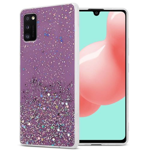 Cadorabo Housse Compatible Avec Samsung Galaxy A41 En Violet Avec Paillettes - Étui De Protection En Silicone Tpu Flexible Avec Paillettes Scintillantes