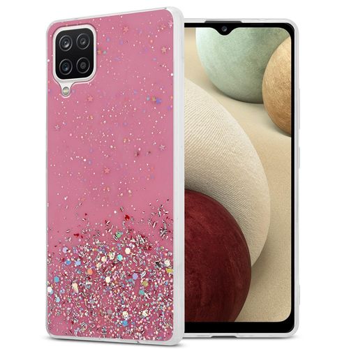 Cadorabo Housse Compatible Avec Samsung Galaxy A12 / M12 En Rose Avec Paillettes - Étui De Protection En Silicone Tpu Flexible Avec Paillettes Scintillantes