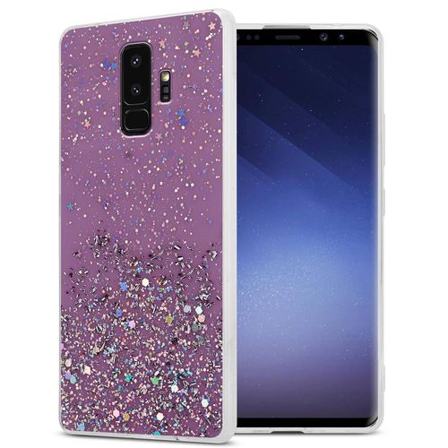 Cadorabo Housse Compatible Avec Samsung Galaxy S9 Plus En Violet Avec Paillettes - Étui De Protection En Silicone Tpu Flexible Avec Paillettes Scintillantes