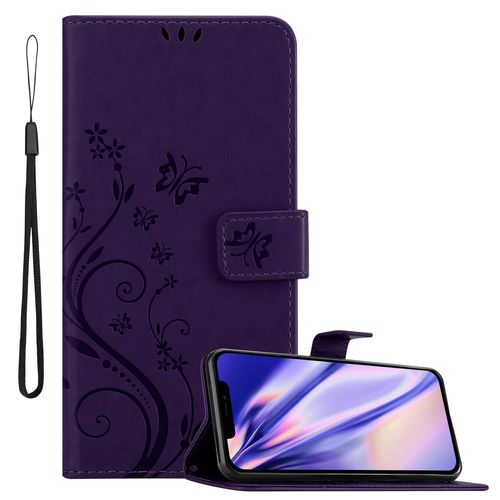 Cadorabo Housse Compatible Avec Apple Iphone 13 Mini En Lilas Foncé Floral - Étui De Protection Au Design Floral Avec Fermeture Magnétique, Fonction De Support Et Emplacements Pour Cartes