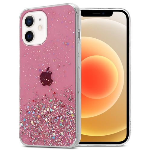 Cadorabo Housse Compatible Avec Apple Iphone 12 Mini En Rose Avec Paillettes - Étui De Protection En Silicone Tpu Flexible Avec Paillettes Scintillantes