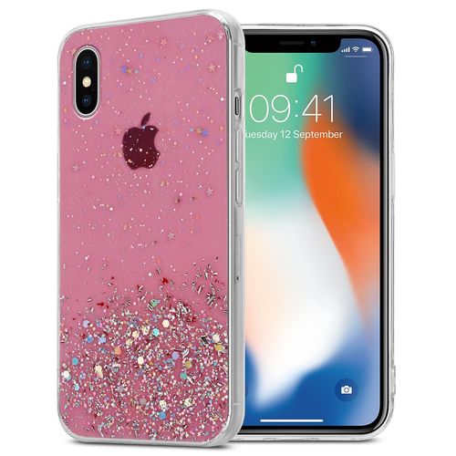 Cadorabo Housse Compatible Avec Apple Iphone Xs Max En Rose Avec Paillettes - Étui De Protection En Silicone Tpu Flexible Avec Paillettes Scintillantes