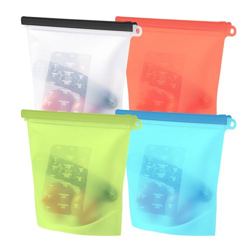 Intirilife Lot De 4 Sacs Alimentaires Réutilisables En Silicone D'une Contenance De 1l En Plusieurs Couleurs - Conserve Vos Aliments Frais Plus Longtemps