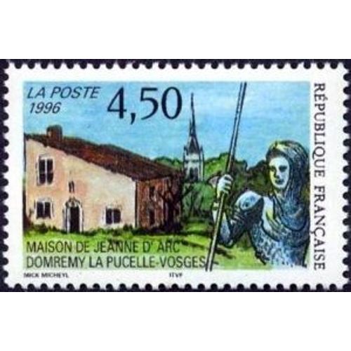 Timbre France 1996 Oblitéré Maison De Jeanne D'arc À Domrémy-La Pucelle (Vosges) 4.50 Yt3002