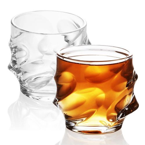 Intirilife 2x Verre À Whisky En Crystal Clear ?Sculptured? - Tumbler Old Fashioned Verre Pour Spiritueux Sans Plomb Design Sculpture Lavable Au Lave-Vaisselle - Bourbon, Scotch, Whiskey