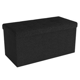 Intirilife Banc Pliable 76x38x38 Cm En Piano Noir - Cube De Siège Avec Espace De Rangement Et Couvercle En Tissu Avec Creux - Sitzcube Repose-Pieds Coffre De Rangement Pouf