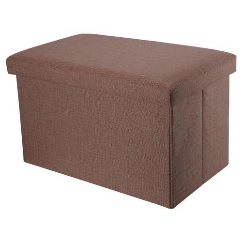 Intirilife Pouf Pliable 78x38x38 Cm En Marron Ambre - Boîte De Rangement Décorative En Tissu Aspect Lin Pour Gagner De L'espace - Tabouret Coffre Siège