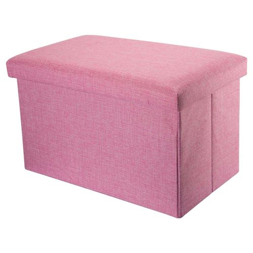 Intirilife Pouf Pliable 78x38x38 Cm En Rosa Cerisier - Boîte De Rangement Décorative En Tissu Aspect Lin Pour Gagner De L'espace - Tabouret Coffre Siège